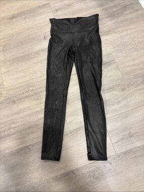 Spanx Black High-Waist Faux Leather Leggings